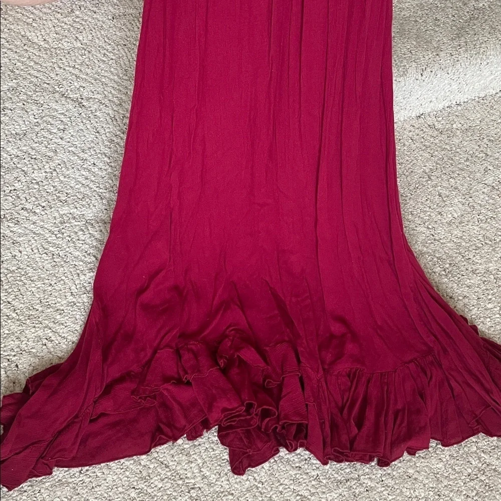 Free People Adella Elegant Maroon Lace Maxi Dress Small